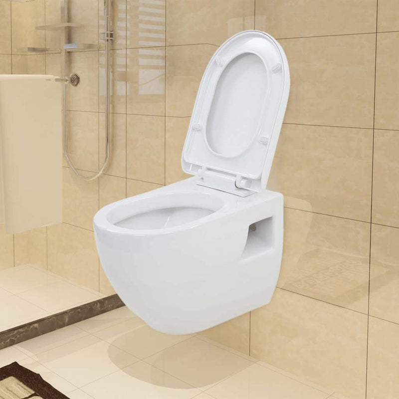 vidaXL falra szerelhető fehér kerámia WC rejtett öblítőtartállyal