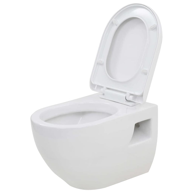 vidaXL falra szerelhető fehér kerámia WC rejtett öblítőtartállyal
