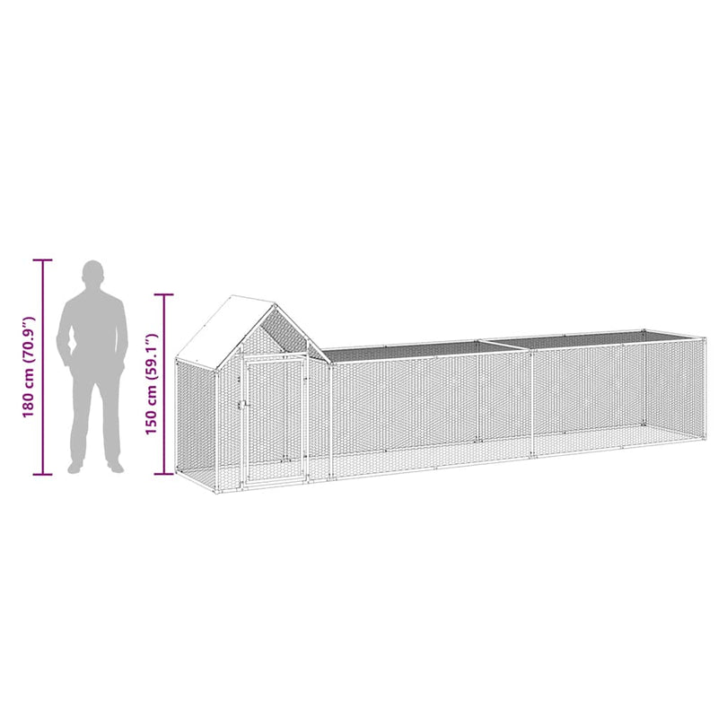 vidaXL horganyzott acél tyúkól 5 x 1 x 1,5 m