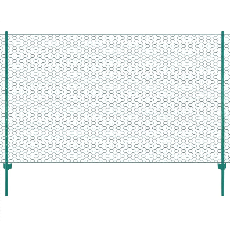 vidaXL zöld acél drótkerítés tartóoszlopokkal 25 x 1,5 m