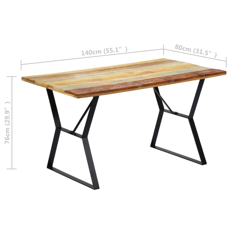 vidaXL tömör újrahasznosított fa étkezőasztal 140 x 80 x 76 cm