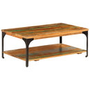 vidaXL tömör újrahasznosított fa dohányzóasztal polccal 100x60x35 cm