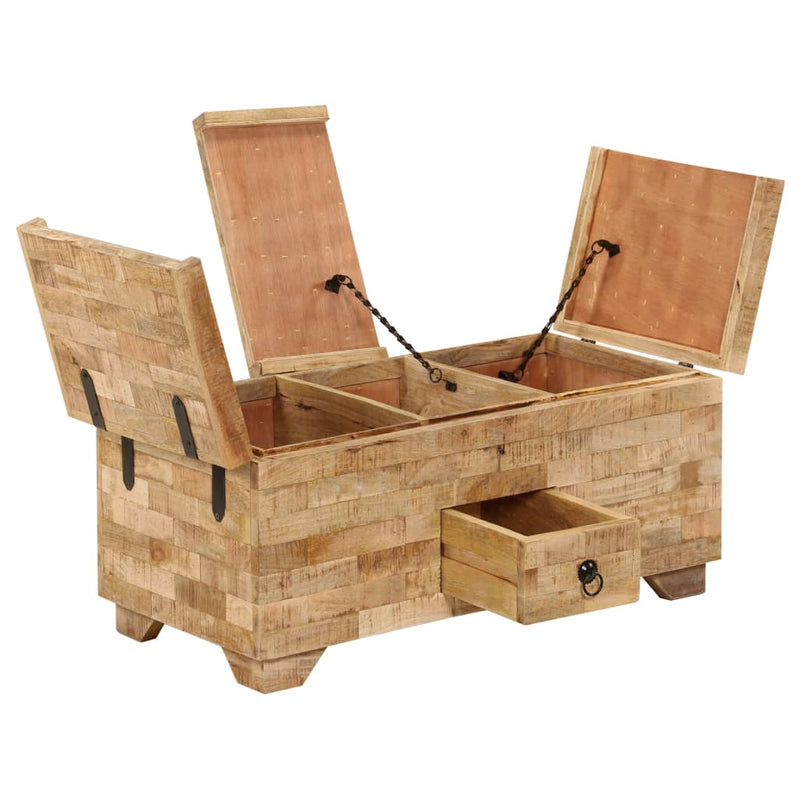 vidaXL tömör mangófa dohányzóasztal 80 x 40 x 35 cm