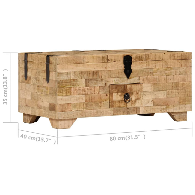 vidaXL tömör mangófa dohányzóasztal 80 x 40 x 35 cm