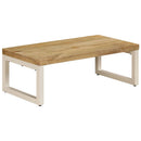 vidaXL tömör mangófa és acél dohányzóasztal 100 x 50 x 35 cm