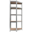 vidaXL 5 szintes ezüstszínű acél és szerelt fa sarokpolc