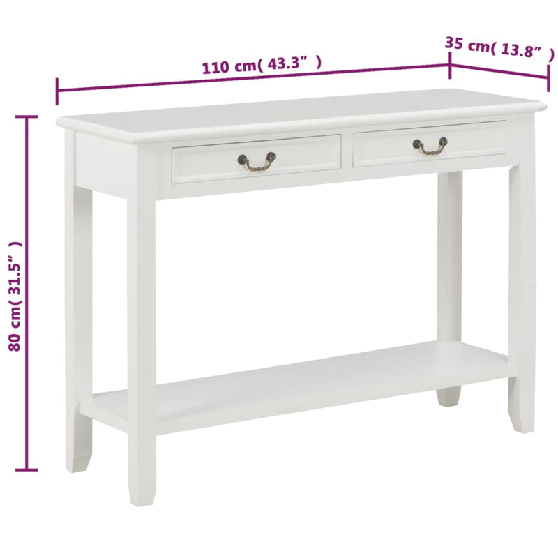 vidaXL fehér fa tálalóasztal 110 x 35 x 80 cm