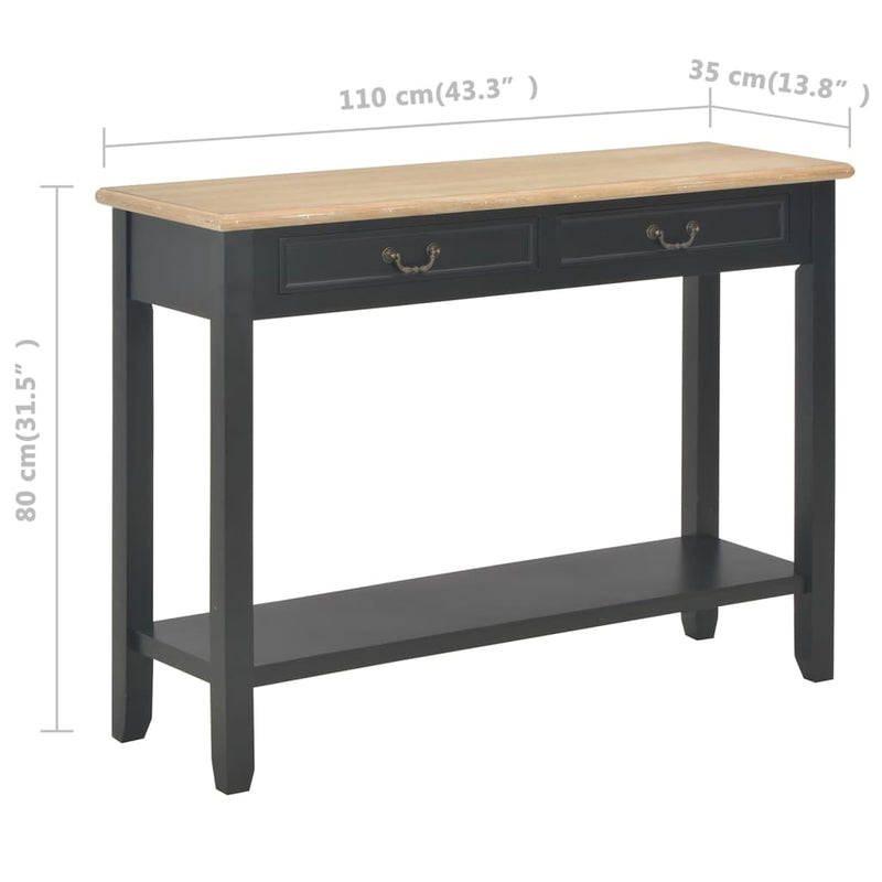 vidaXL fekete fa tálalóasztal 110 x 35 x 80 cm