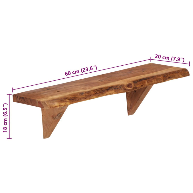 vidaXL 2 db tömör akácfa fali polc 60x20x18 cm