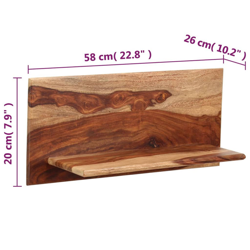 vidaXL 2 db tömör kelet-indiai rózsafa fali polc 58x26x20 cm