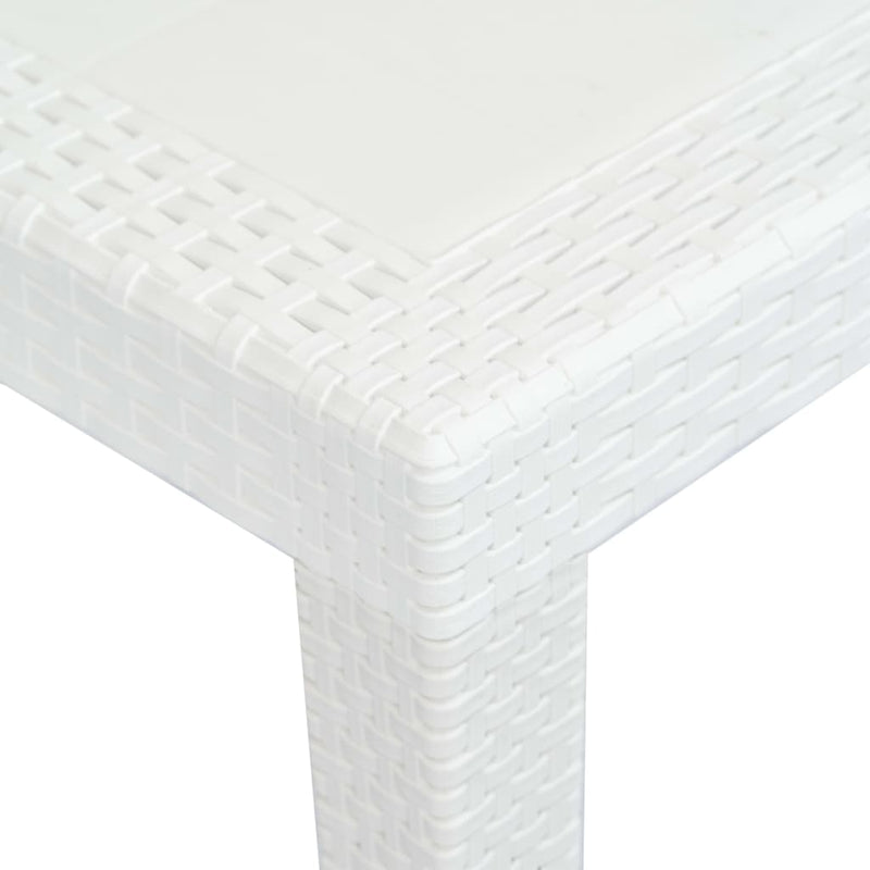 vidaXL fehér rattan hatású műanyag kerti asztal 150 x 90 x 72 cm