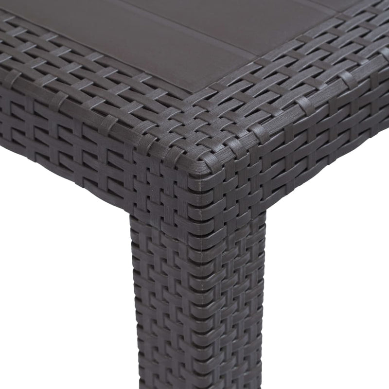 vidaXL barna rattan hatású műanyag kerti asztal 150 x 90 x 72 cm