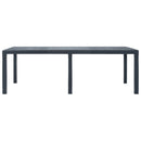 vidaXL antracit rattan hatású műanyag kerti asztal 220 x 90 x 72 cm