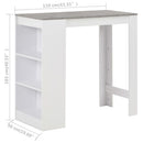 vidaXL fehér bárasztal polccal 110 x 50 x 103 cm