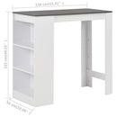 vidaXL fehér bárasztal polccal 110 x 50 x 103 cm