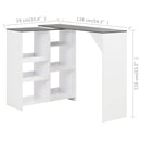 vidaXL fehér bárasztal mozgatható polccal 138 x 39 x 110 cm