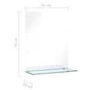 vidaXL edzett üveg falitükör polccal 50 x 70 cm