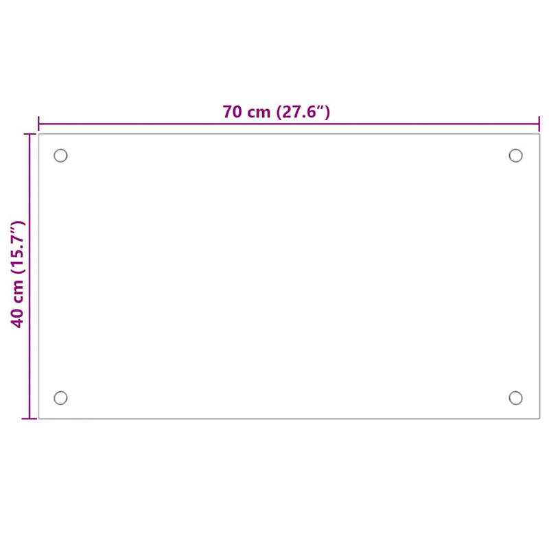vidaXL fehér edzett üveg konyhai falburkoló 70 x 40 cm