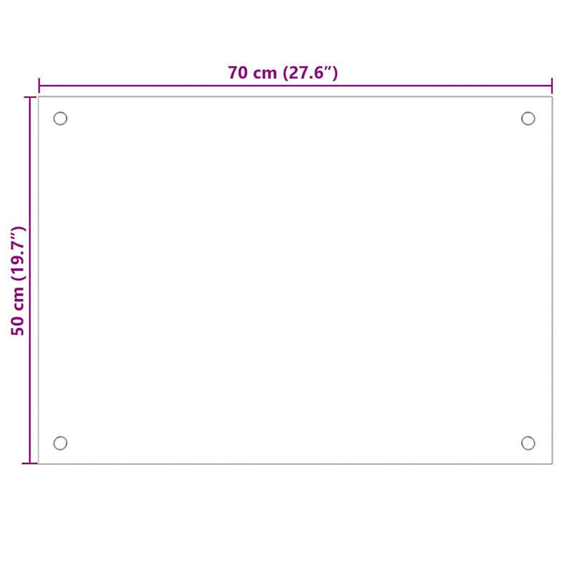 vidaXL fehér edzett üveg konyhai falburkoló 70 x 50 cm