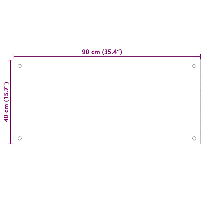 vidaXL fehér edzett üveg konyhai falburkoló 90 x 40 cm
