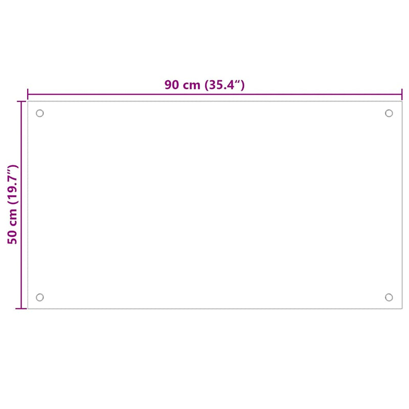 vidaXL fehér edzett üveg konyhai falburkoló 90 x 50 cm