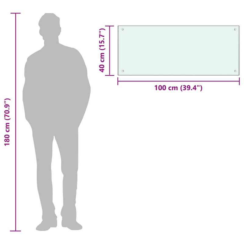 vidaXL fehér edzett üveg konyhai falburkoló 100 x 40 cm