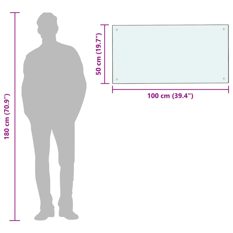 vidaXL fehér edzett üveg konyhai falburkoló 100 x 50 cm