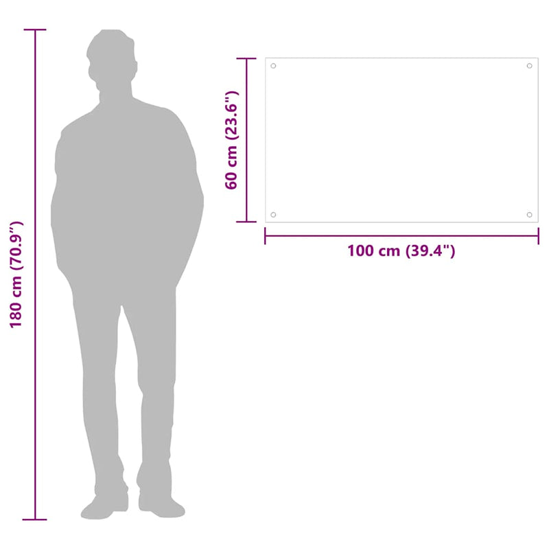 vidaXL fehér edzett üveg konyhai falburkoló 100 x 60 cm