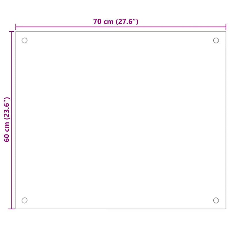 vidaXL átlátszó edzett üveg konyhai fröccsenésgátló 70 x 60 cm