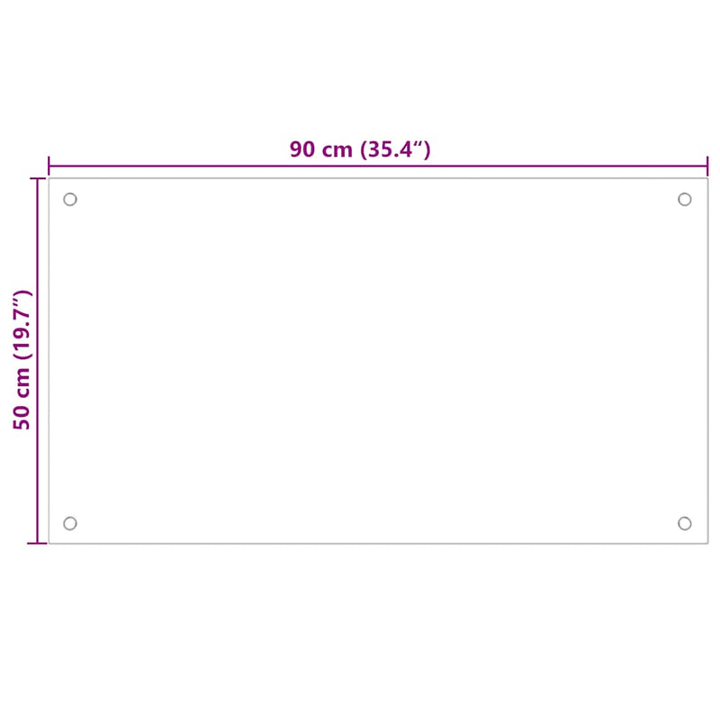 vidaXL átlátszó edzett üveg konyhai fröccsenésgátló 90 x 50 cm