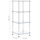 vidaXL 4 szintes átlátszó edzett üveg polc 40 x 40 x 100 cm