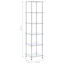 vidaXL 6 szintes átlátszó edzett üveg polc 40 x 40 x 160 cm