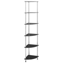 vidaXL 6 szintes fekete edzett üveg polc 30 x 30 x 160 cm