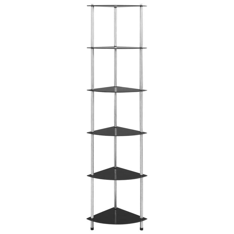 vidaXL 6 szintes fekete edzett üveg polc 30 x 30 x 160 cm