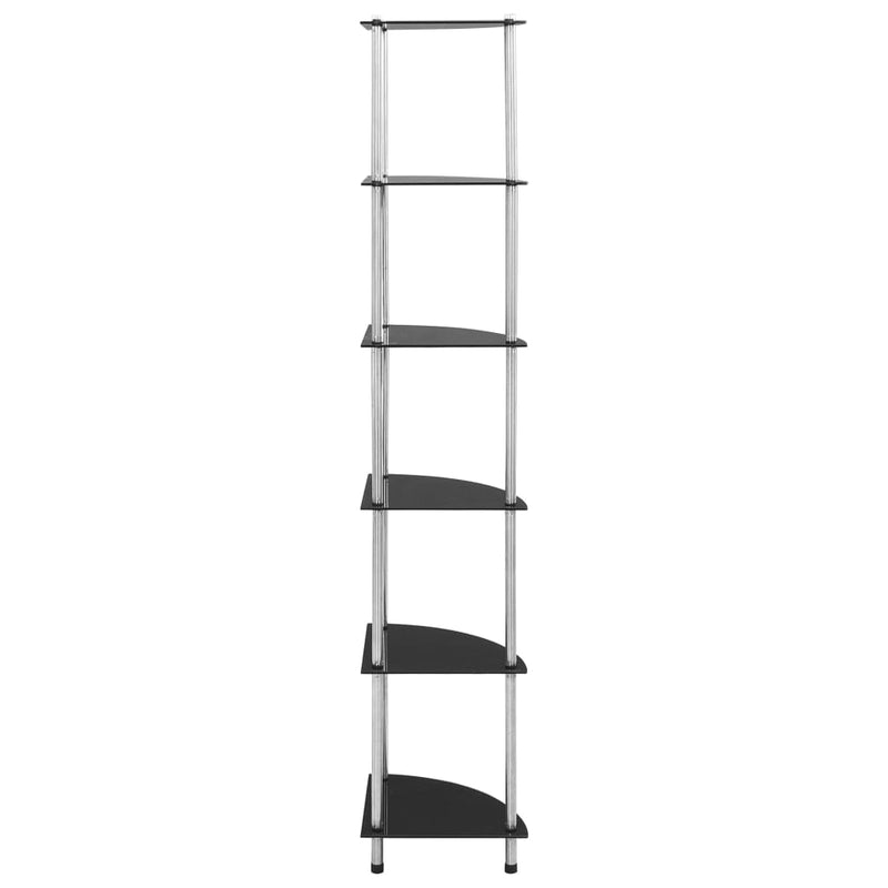 vidaXL 6 szintes fekete edzett üveg polc 30 x 30 x 160 cm