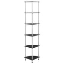 vidaXL 6 szintes fekete edzett üveg polc 30 x 30 x 160 cm