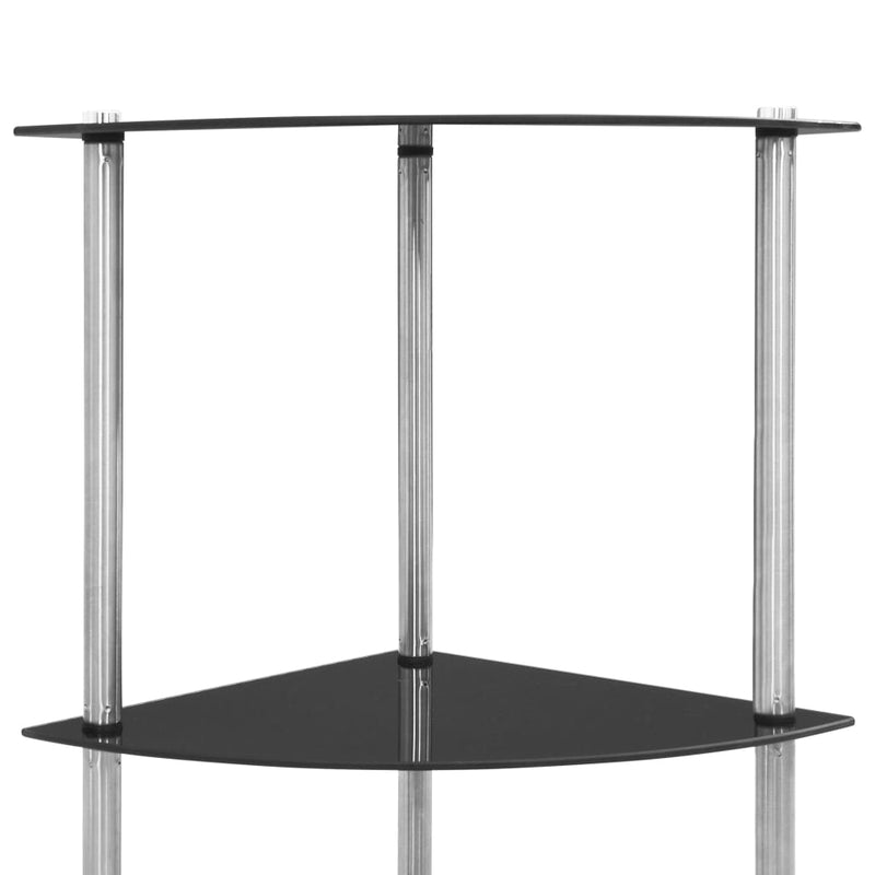 vidaXL 6 szintes fekete edzett üveg polc 30 x 30 x 160 cm