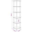 vidaXL 6 szintes fekete edzett üveg polc 30 x 30 x 160 cm