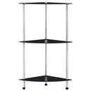 vidaXL 3 szintes fekete edzett üveg polc 30 x 30 x 67 cm