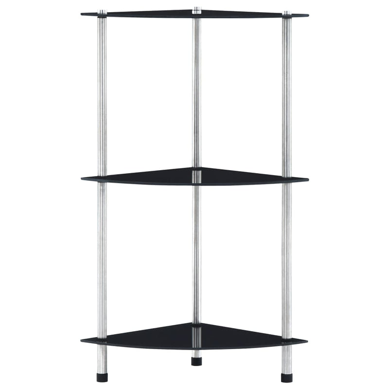 vidaXL 3 szintes fekete edzett üveg polc 30 x 30 x 67 cm