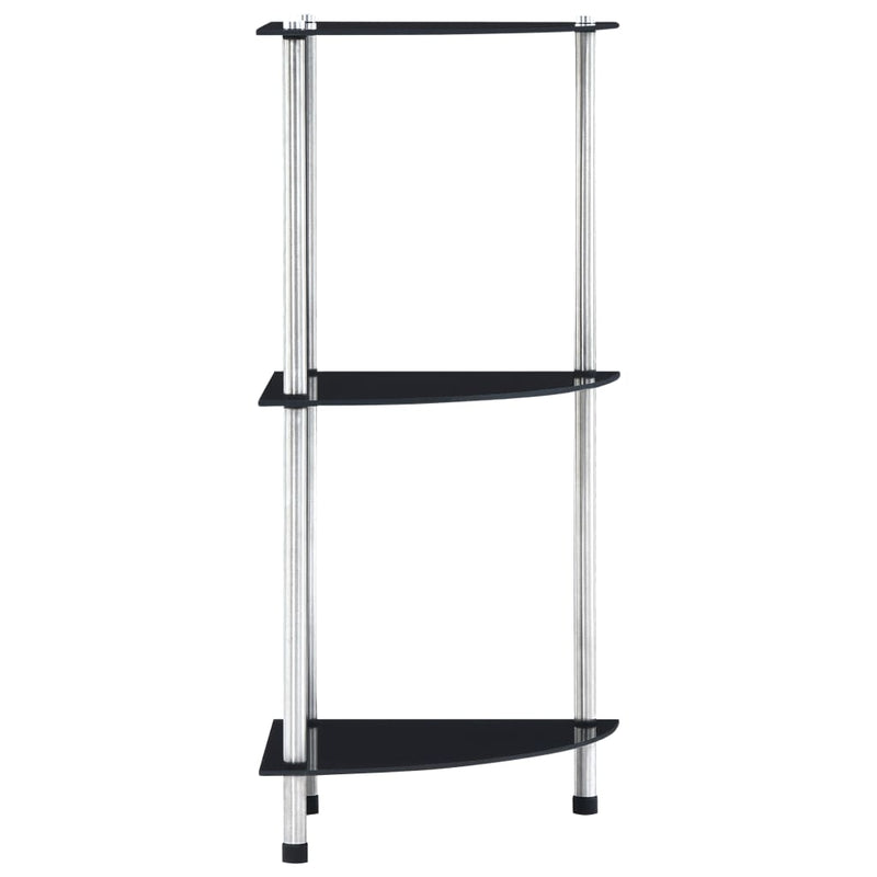vidaXL 3 szintes fekete edzett üveg polc 30 x 30 x 67 cm