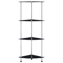 vidaXL 4 szintes fekete edzett üveg polc 30 x 30 x 100 cm