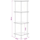 vidaXL 4 szintes fekete edzett üveg polc 30 x 30 x 100 cm