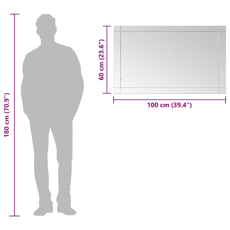 vidaXL üveg falitükör 100 x 60 cm