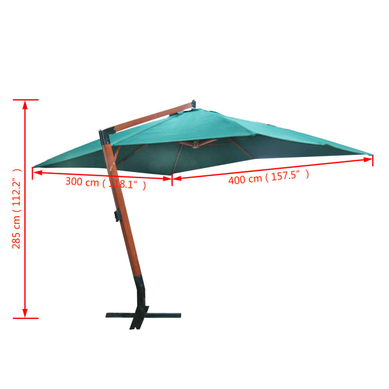 vidaXL Melia zöld lebegő napernyő 300 x 400 cm