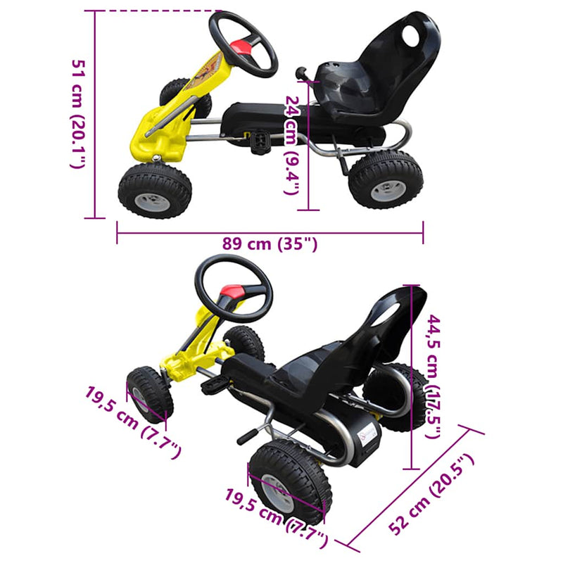 vidaXL pedálos gokart sárga