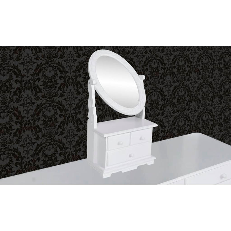 vidaXL MDF pipereasztal ovális tükörrel