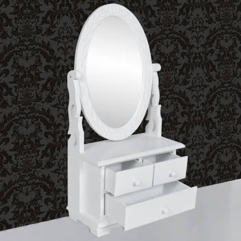 vidaXL MDF pipereasztal ovális tükörrel