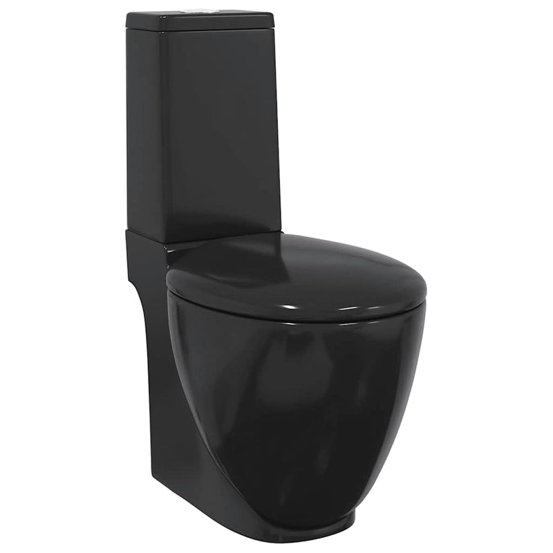 vidaXL fekete kerámia WC öblítőrendszerrel