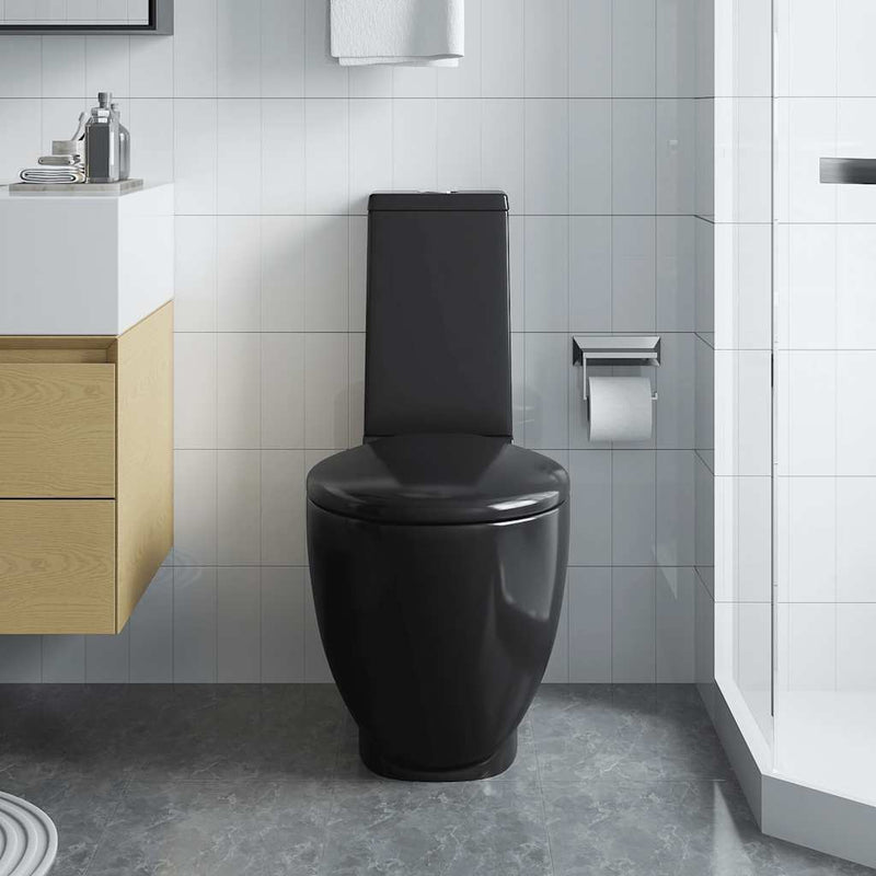 vidaXL fekete kerámia WC öblítőrendszerrel